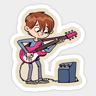 boy plays an electric guitar Sticker